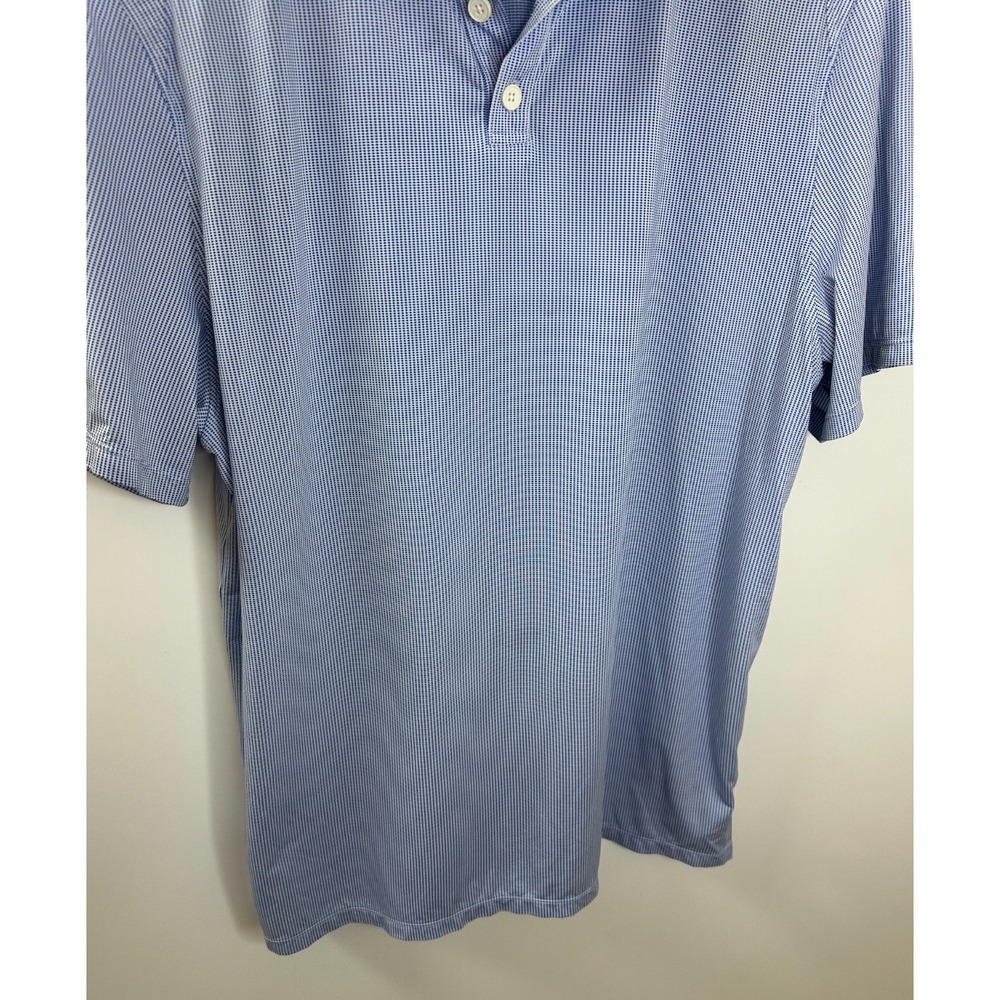 Rhone Commuter Blue Sport Polo Mens Size Large Micro Check Performance Shirt - Picture 4 of 8